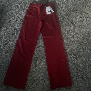 NWT ZARA RED DENIM PANTS